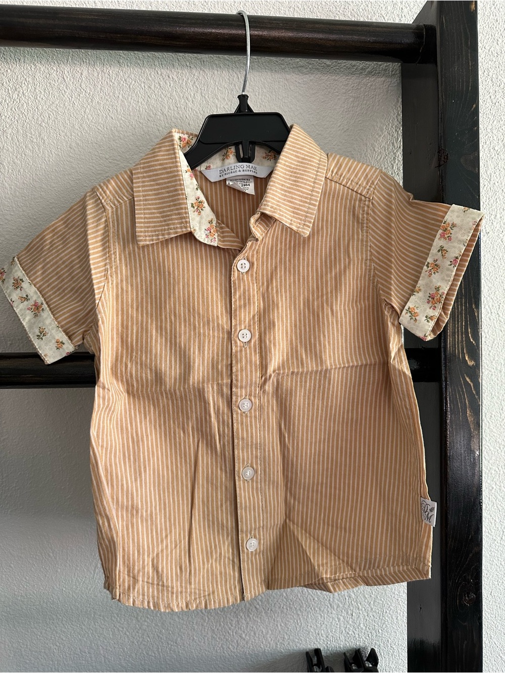 Darling Kids Tan Stripe Short-Sleeve Button-Down Shirt